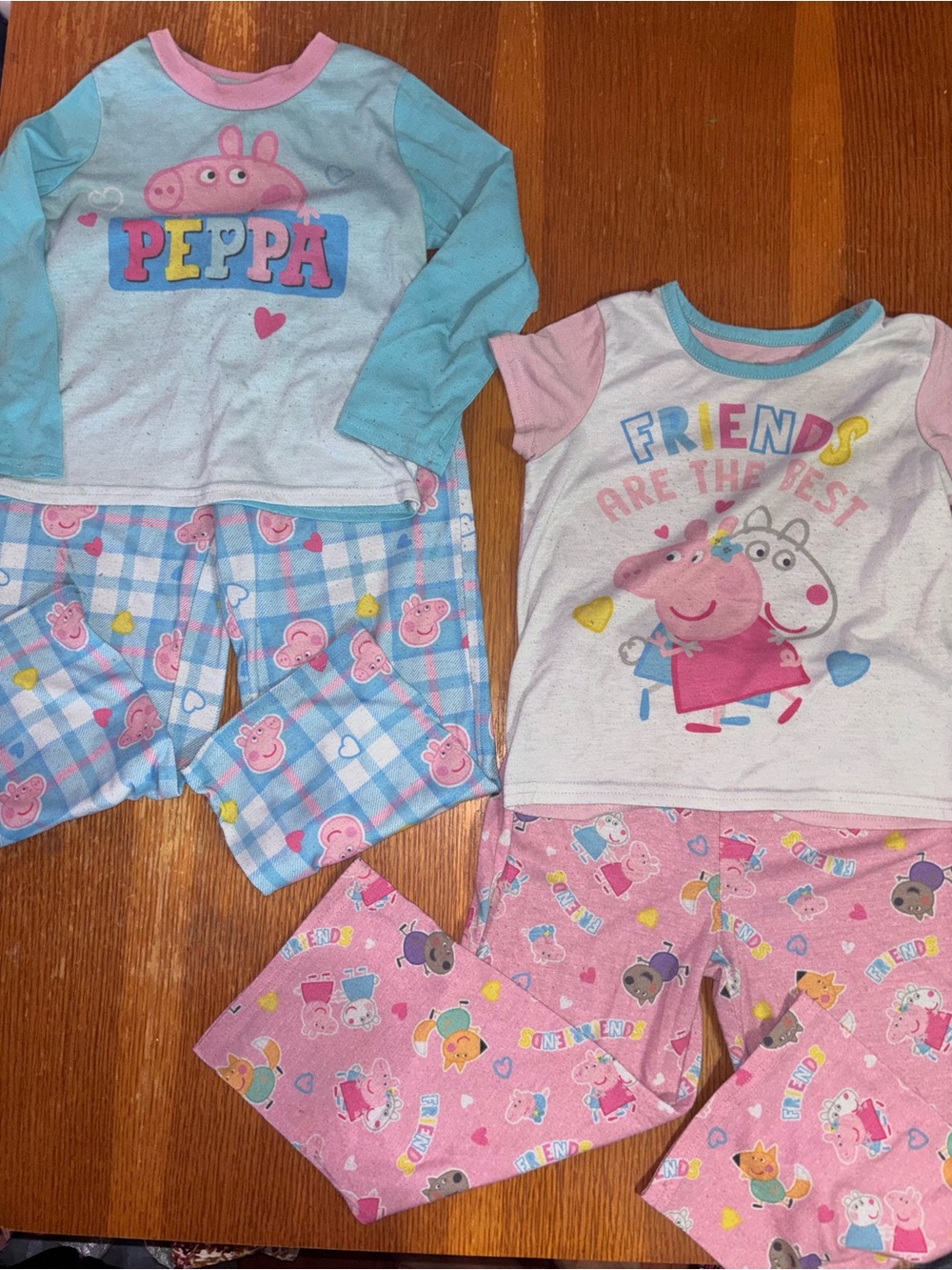 Peppa Pig Two-Pair Pajama Set in Pink, Light Blue & White